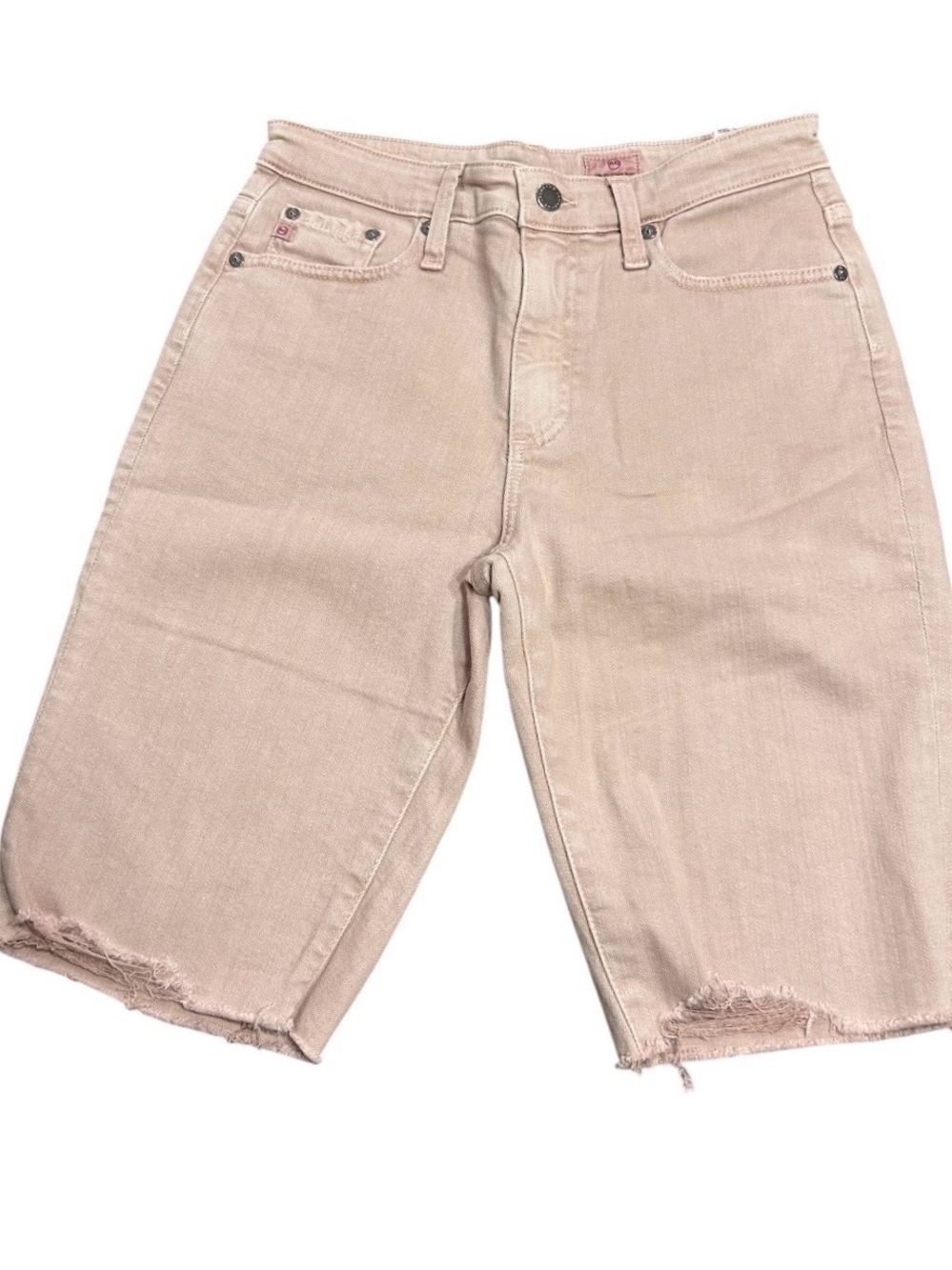 AG Adriano Goldschmied Chrissy Vintage Bermuda Shorts Size 26 Pale Peach Denim